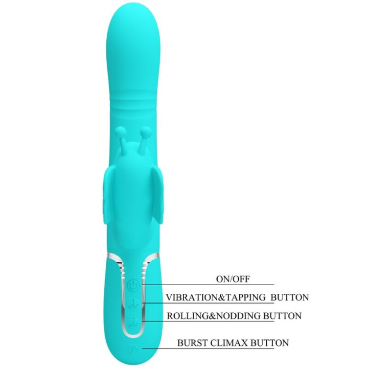 Pretty Love - Multifunction Rabbit Vibrator 4 in 1 Butterfly Aqua Green