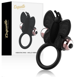 Coquette Chic Desire - Anello Cazzo Farfalla Con Vibratore Nero/Oro
