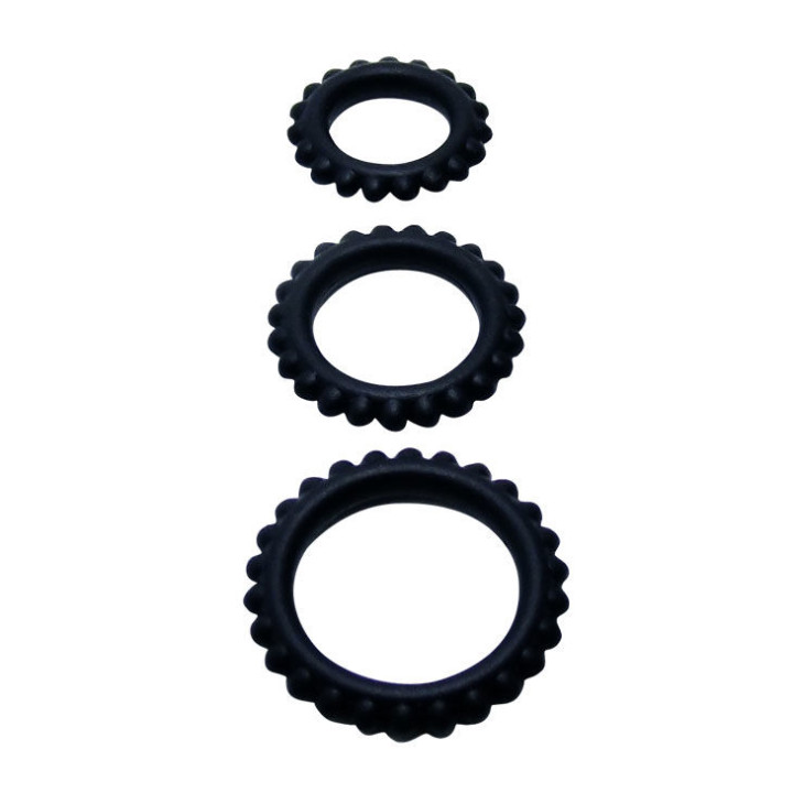 Baile - Titan Set 3pcs Cock Ring Black 2.8 + 2.4 + 1.9 cm