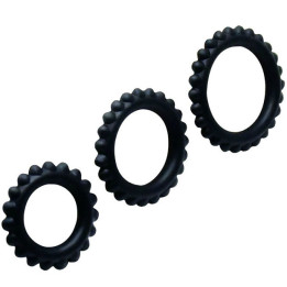 Baile - Conjunto Titan 3pcs Anel Para Galo Preto 2.8 + 2.4 + 1.9 cm