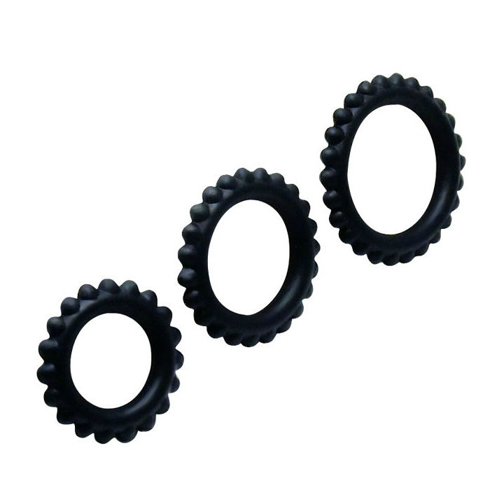 Baile - Titan Set 3 Pcs Cock Ring Black 2.8 + 2.4 + 1.9 cm