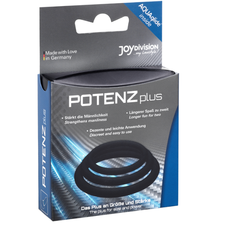 Joydivision Potenzduo - Plus Conjunto de 3 Anéis Pretos - s, m, l