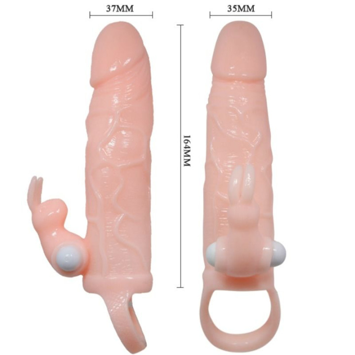 Baile - Capa Para Pênis Brave Man Com Coelho e Carne de Motor Duplo 16.5 cm