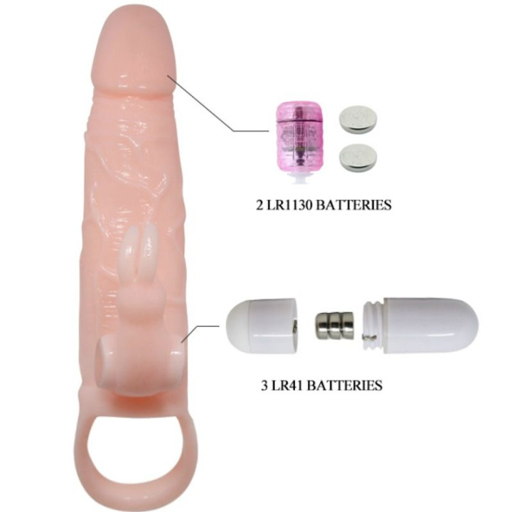Baile - Capa Para Pênis Brave Man Com Coelho e Carne de Motor Duplo 16.5 cm