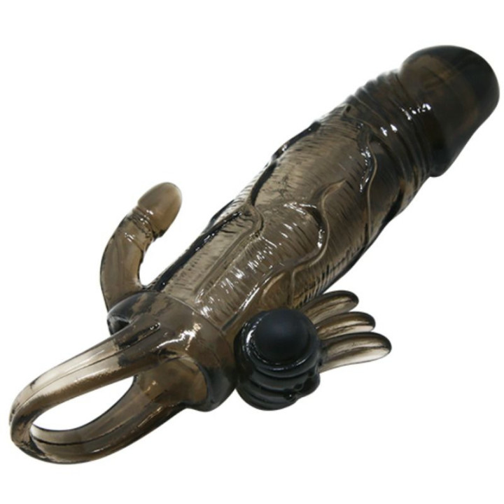 Baile - Capa Para Pénis Brave Man Com Estimulação Clitórica e Anal Dupla Bala Preta 16.5 cm