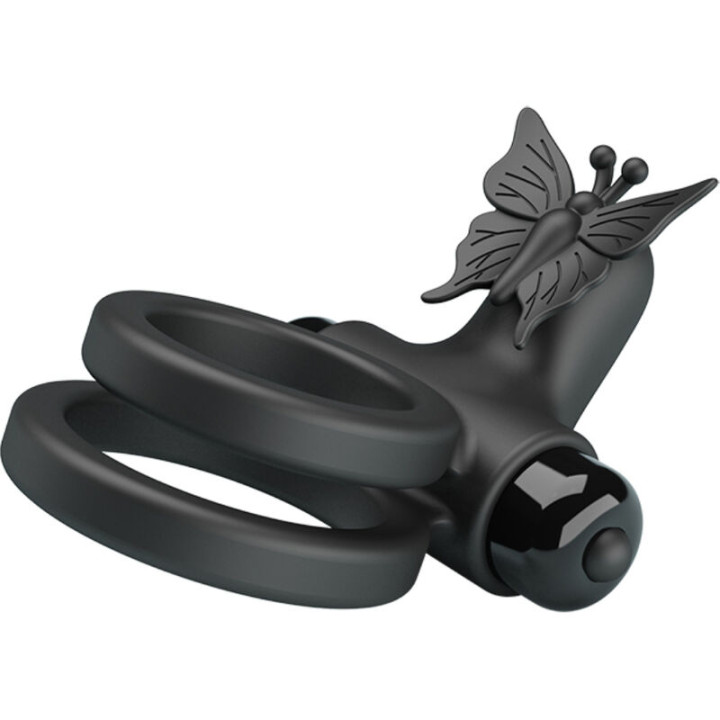 Pretty Love - Double Anneau Vibrant Avec Stimulateur Noir