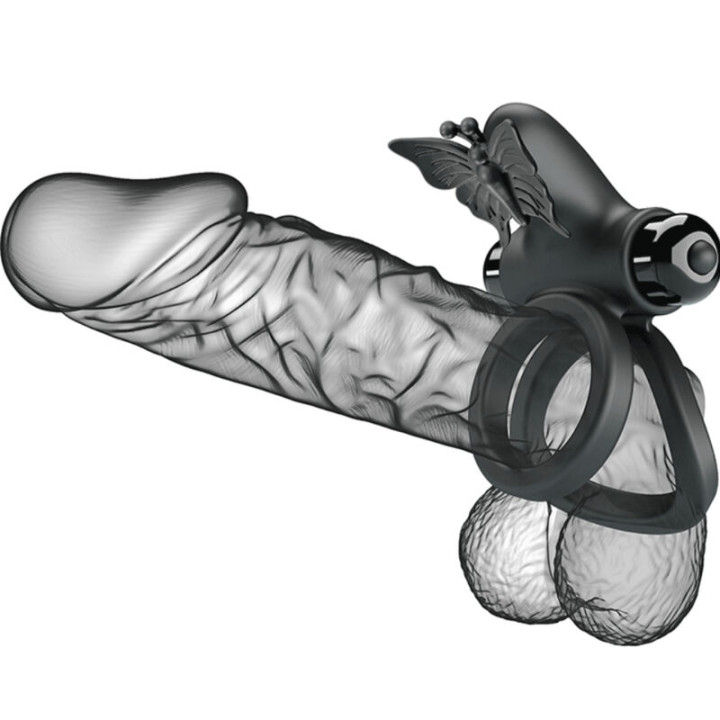 Pretty Love - Anel Vibrador Duplo Com Estimulador Preto