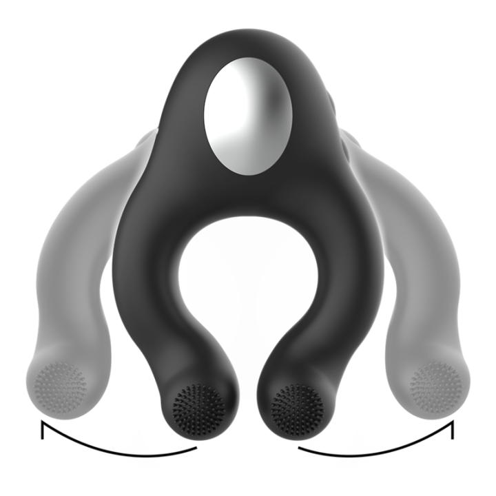 Black&Silver - Anel Vibrador de Silicone 3 Motores Recarregáveis Preto
