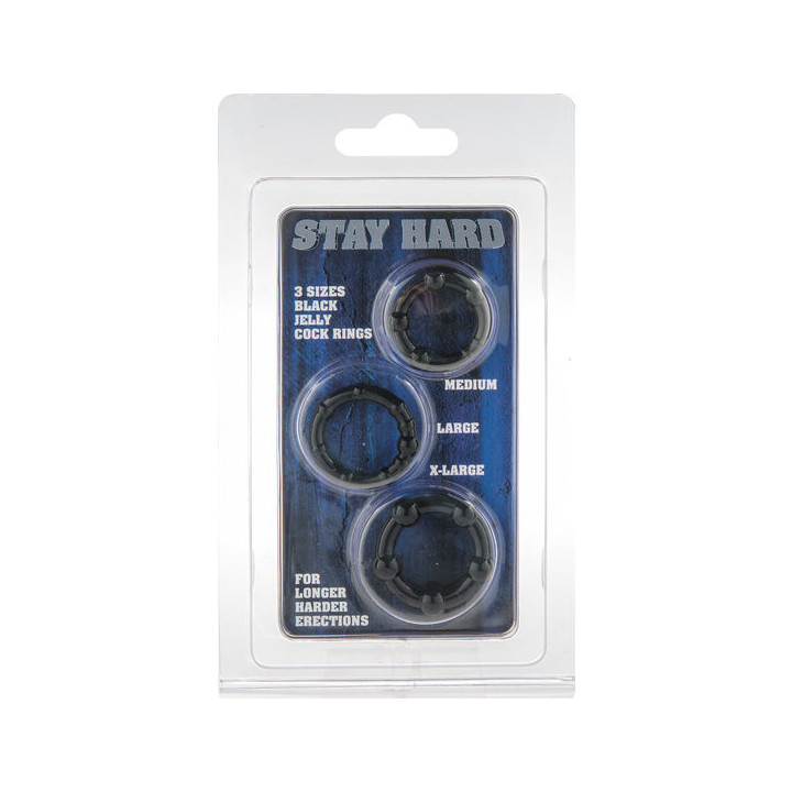 Seven Creations - Set of Three Black Penis Rings