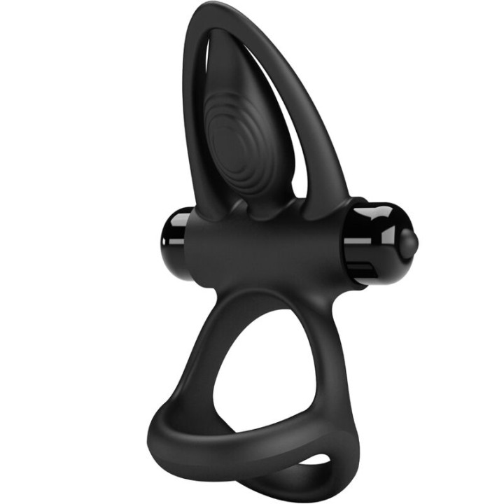Pretty Love - Anneau Vibrant 10 Vibrations Silicone Noir