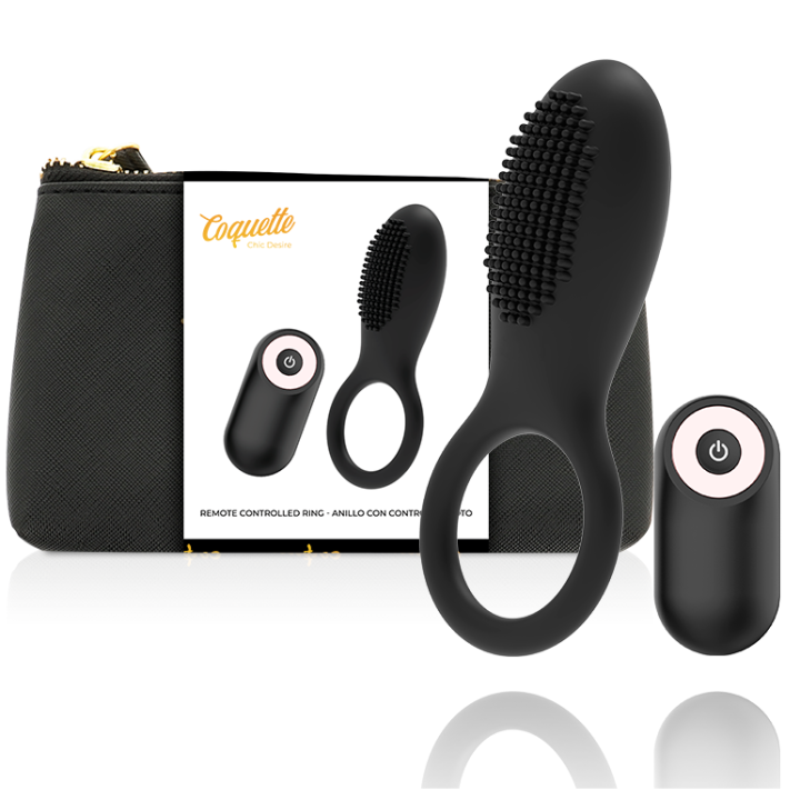 Coquette Chic Desire - Cock Ring Remote Control Rechargeable Black/ Gold