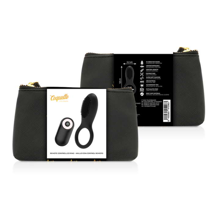 Coquette Chic Desire - Cock Ring Telecomando Ricaricabile Nero/Oro