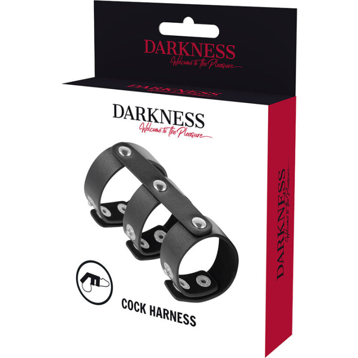 Darkness - Anello Doppio Per Pene e Testicoli in Pelle Regolabile