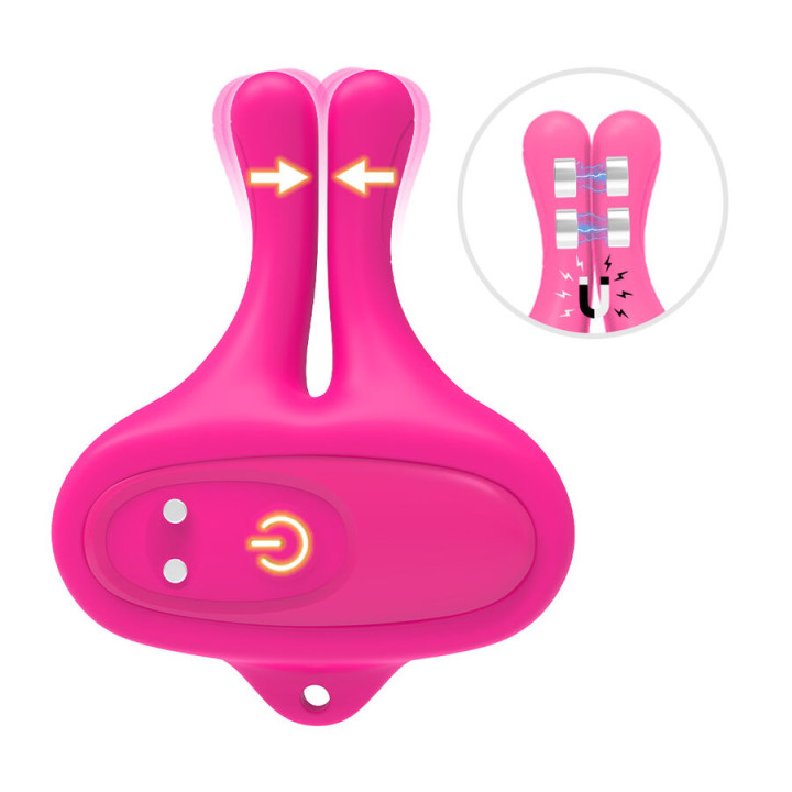 Armony - Rabbit Shape Vibration Magnetic Nipple Clamps Pink