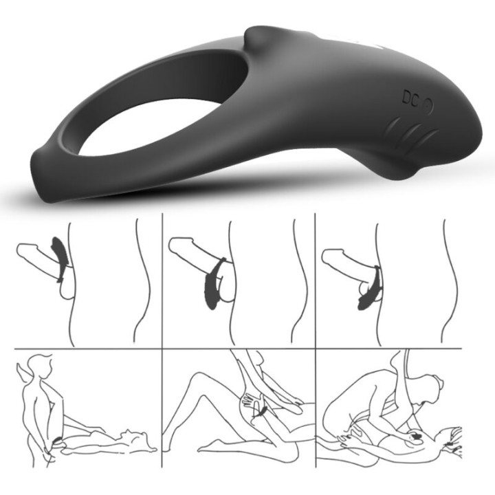Armony - Anello Vibratore Shark Per Telecomando di Coppia Nero