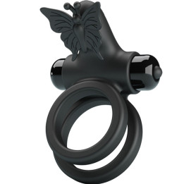 Pretty Love - Anel Vibrador Duplo Com Estimulador Preto
