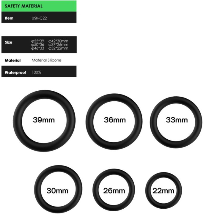 Armony - Bagues Silicone Noir