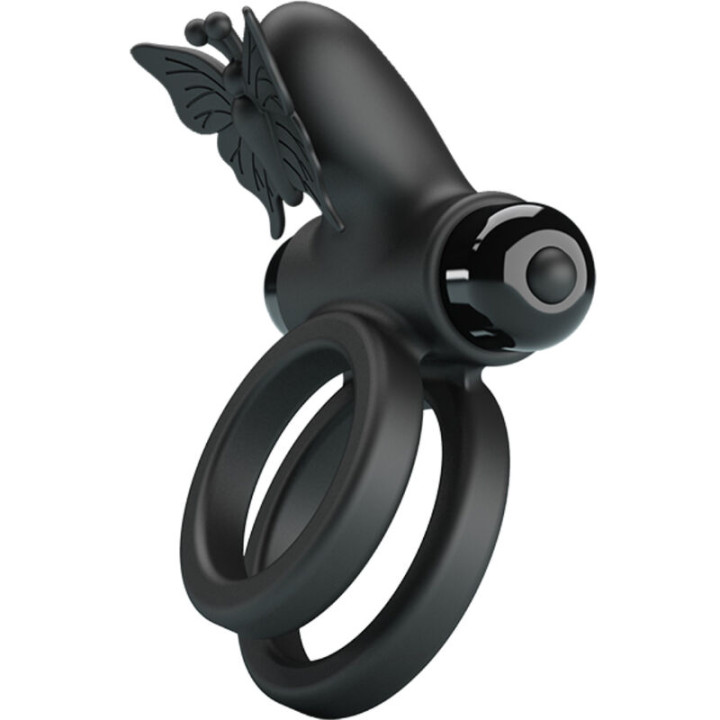 Pretty Love - Double Anneau Vibrant Avec Stimulateur Noir