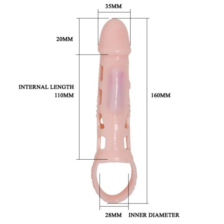 Pretty Love - Housse Dextension de Pénis Harrison Avec Vibration et Sangle 13.5 cm