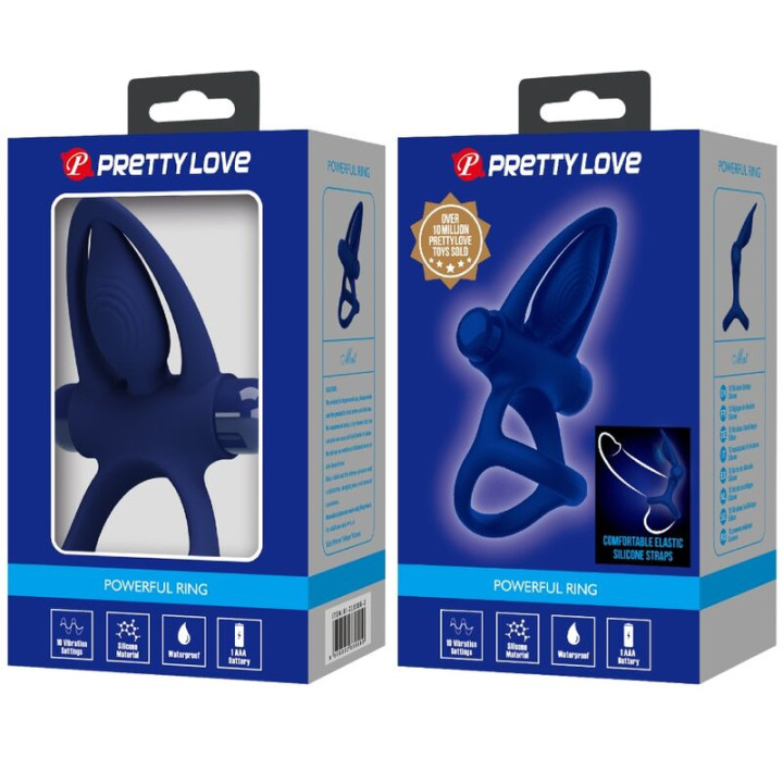 Pretty Love - Mat Doppelring Mit Vibration & Stimulator Blau