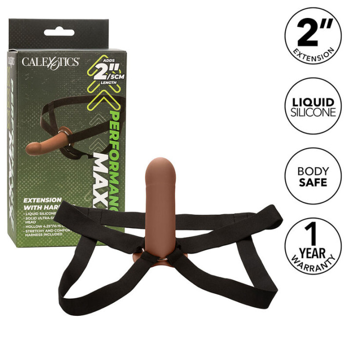 Calexotics - Extenso Performance Maxx Com Arnês Pele Marrom
