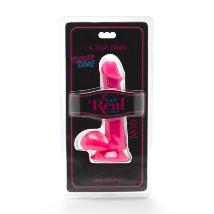 Get Real - Happy Dicks Dildo 12 cm Con Testículos Rosa