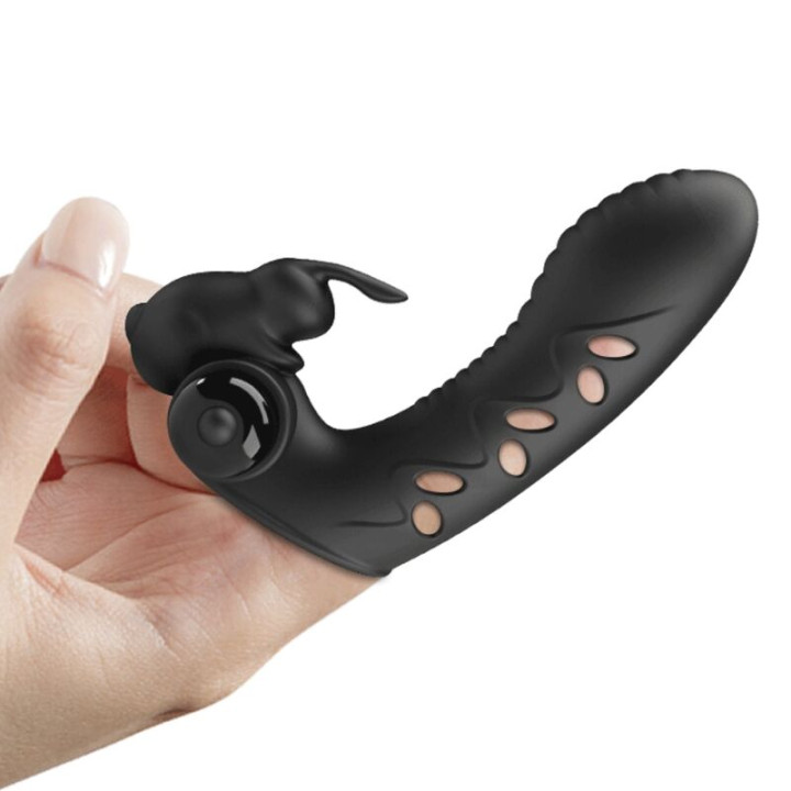 Pretty Love - Copertura Per Dita Vibratore Coniglio Nero Vance