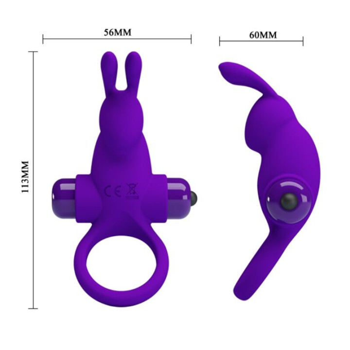 Pretty Love - Anello Vibratore i Coniglio Per Pene Viola