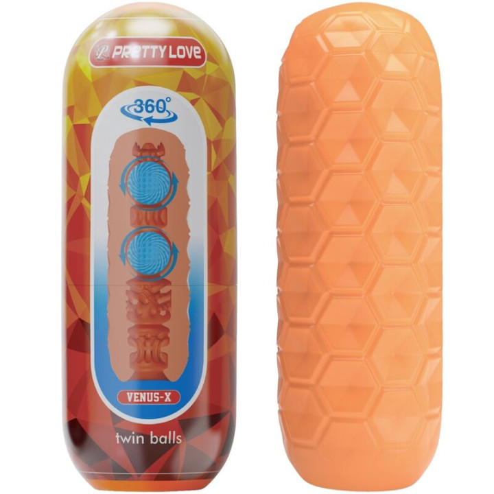 Pretty Love - Masturbateur Pour Homme à Deux Boules Orange