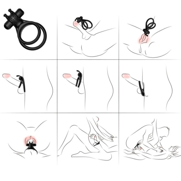 Armony - Traveller Doppel-Vibratorring Für Paare Rabbit Schwarz