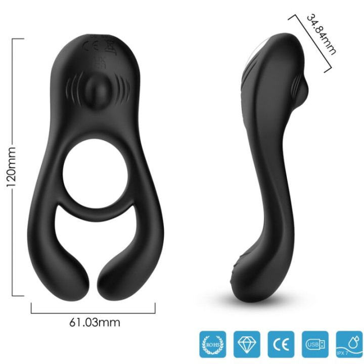 Armony - Anello Vibratore Doppio Veyron Giocattolo Per Coppia Nero