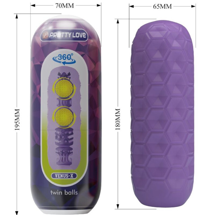 Pretty Love - Masturbador Masculino Twin Balls Roxo