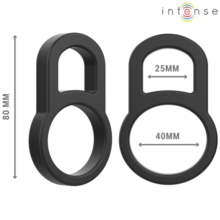 Intense - Bobby Double Anneau Pénis en Silicone Noir