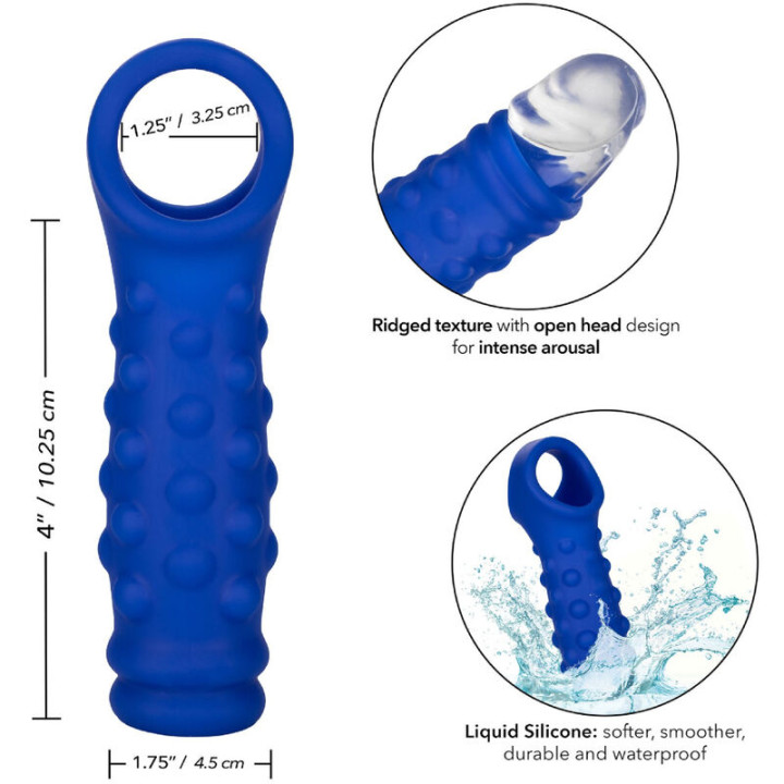 Calexotics - Admiral Capa Para Pênis Com Frisas Silicone Líquido Azul