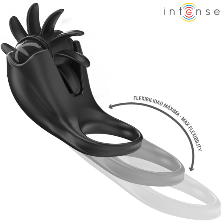 Intense - Mabel Anneau Vibrant 10 Vibrations Avec Stimulateur de Clitoris Noir