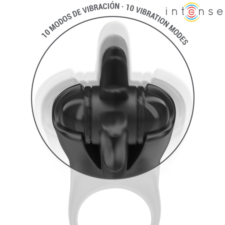 Intense - Mabel Anello Vibrante 10 Vibrazioni Con Stimolatore Clitorideo Nero