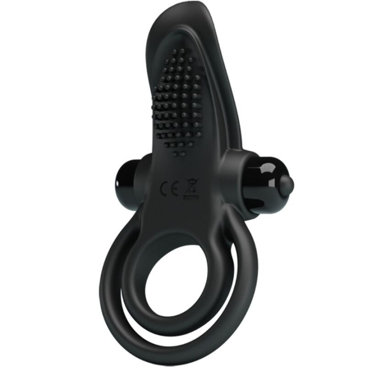 Pretty Love - Doppio Anello Vibrante + Stimolatore Clitorideo 10 Vibrazioni Nero