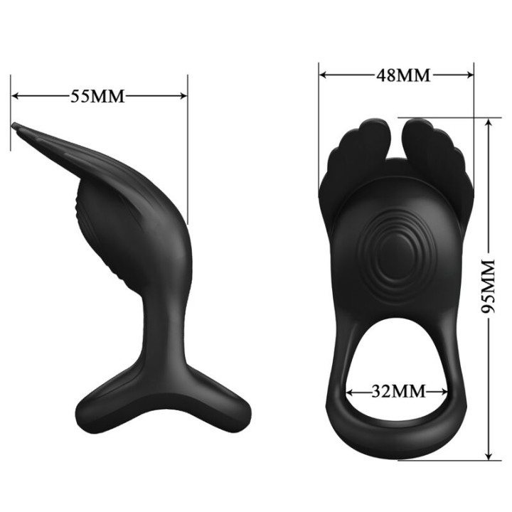 Pretty Love - Silas Vibrant Penis Ring 7 Vibrations Black Silicone