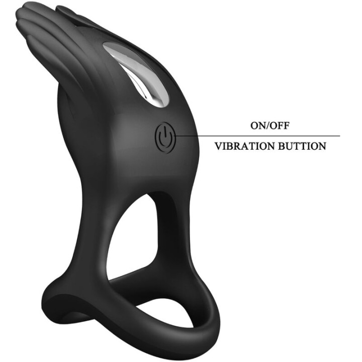 Pretty Love - Silas Vibrant Penis Ring 7 Vibrationen Schwarzes Silikon
