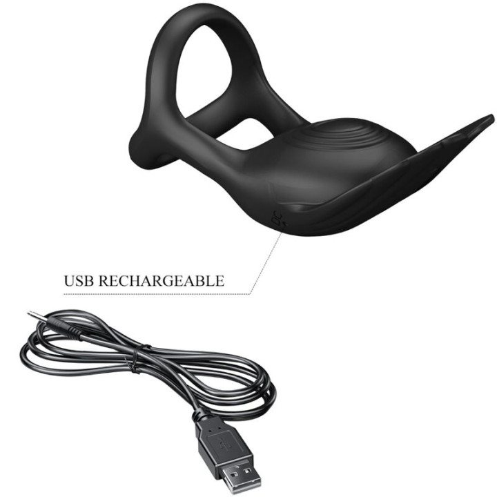 Pretty Love - Silas Vibrant Penis Ring 7 Vibrations Black Silicone