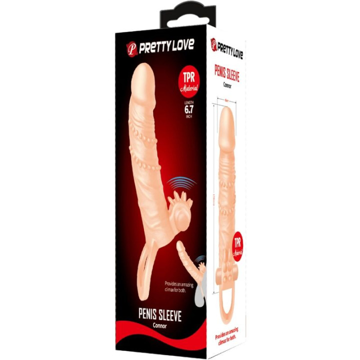 Pretty Love - Connor Penis Sleeve + Clitoris Stimulator Flesh