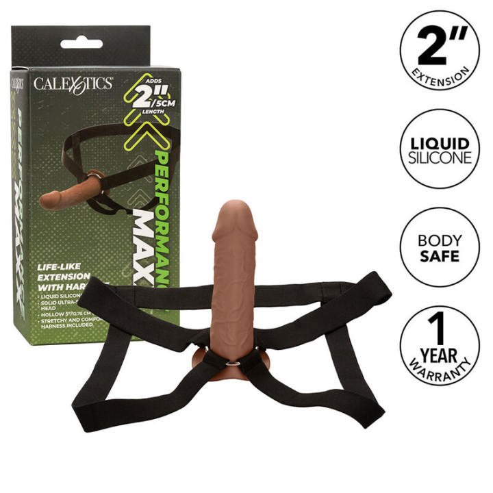 Calexotics - Estensione Reale Performance Maxx Con Imbracatura in Pelle Marrone