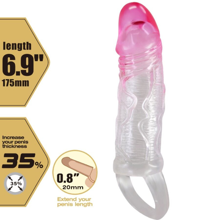 Pretty Love - Odes Realistic 2 cm Enlargement Sheath For Penis Pink