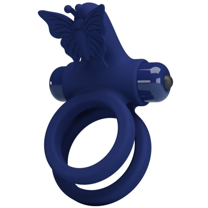 Pretty Love - Jamele Doppio Anello Con Vibrazione e Stimolatore Farfalla Blu