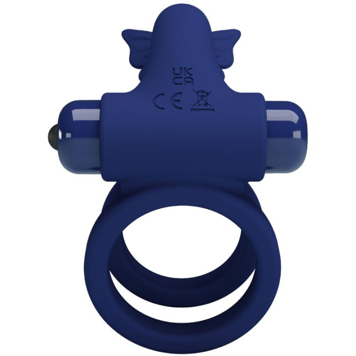Pretty Love - Jamele Doppio Anello Con Vibrazione e Stimolatore Farfalla Blu