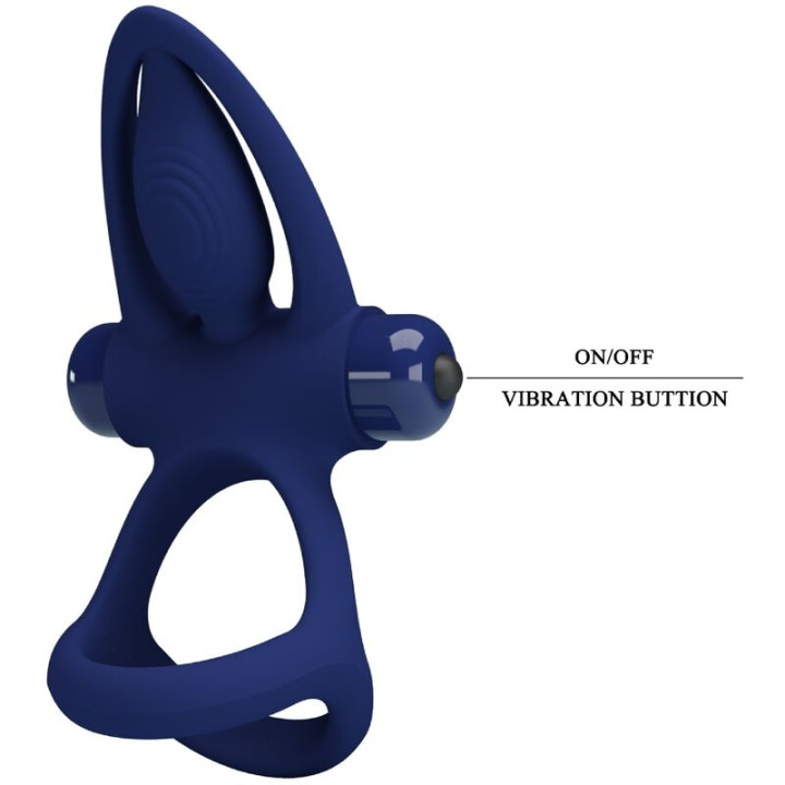 Pretty Love - Mat Doppio Anello Con Vibrazione e Stimolatore Blu