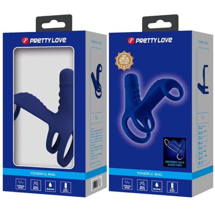 Pretty Love - Anel Vibrante Elish Com Extenso Azul