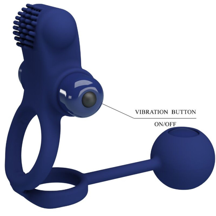 Pretty Love - Remington Doppelvibrationsring Mit Stecker Blau