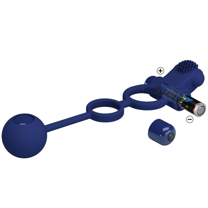 Pretty Love - Remington Doppelvibrationsring Mit Stecker Blau