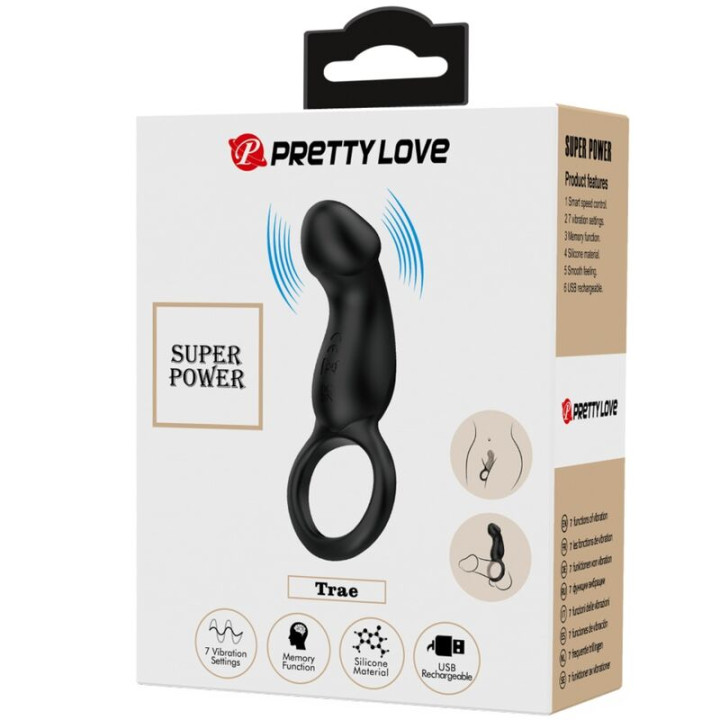 Pretty Love - Trae Anello Vibrante Con Stimolatore Nero